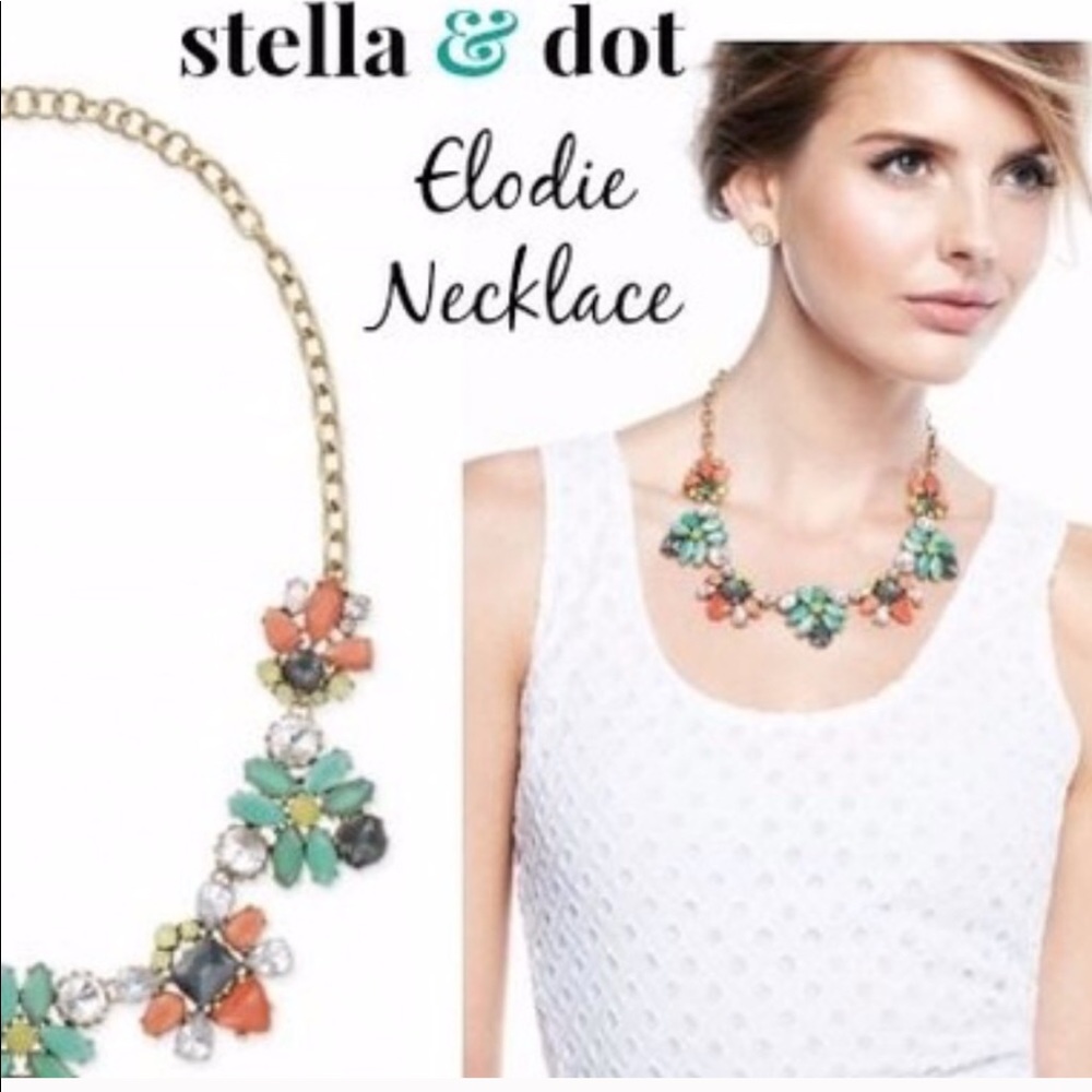Stella & Dot | Retired Teal Coral & Crystal Elodie Statement Necklace - Picture 8 of 16